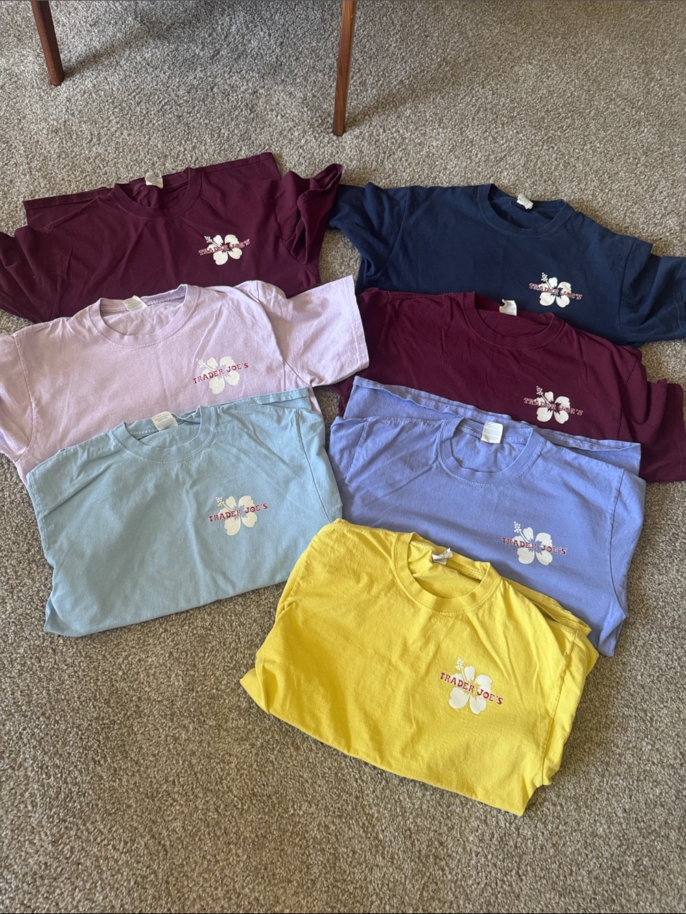 Trader Joe’s Employee Hibiscus T-Shirt Collection - Medium - 7 Shirts